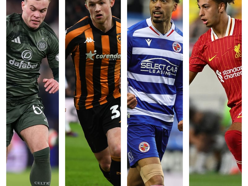 From left to right: Celtic's Daniel Cummings, Hull's Joe Gelhardt, Reading's Harvey Knibbs and Liverpool's Kaide Gordon have all been linked with Pompey in and around the January transfer window.