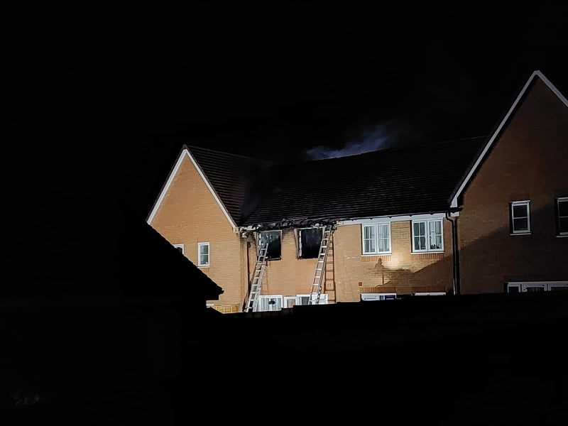 Visible damage to the upstairs