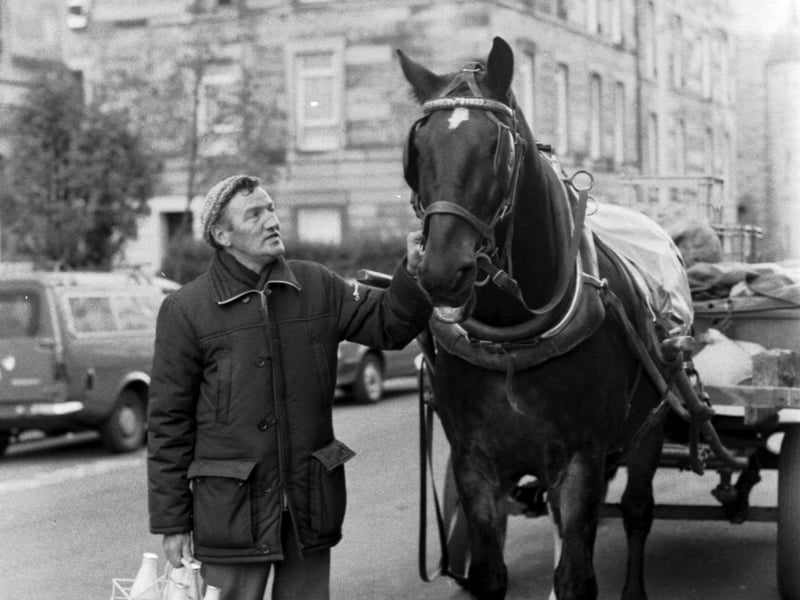 Edinburgh milkman Jimmy Cole breaks the news to his horse Nippy that Scotmid are to stop doorstep milk delivery in October 1984.