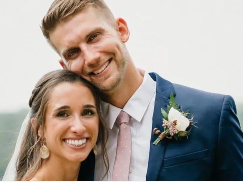 Influencer Andrew Cross, aged 34, who is known as 'Desert Drifter' on YouTube, died around a month after he suffered a traumatic brain injury in a car accident. He died the day after his family made the decision to turn his life support machine off. He is pictured with his wife Evelyn. Photo by GoFundMe.