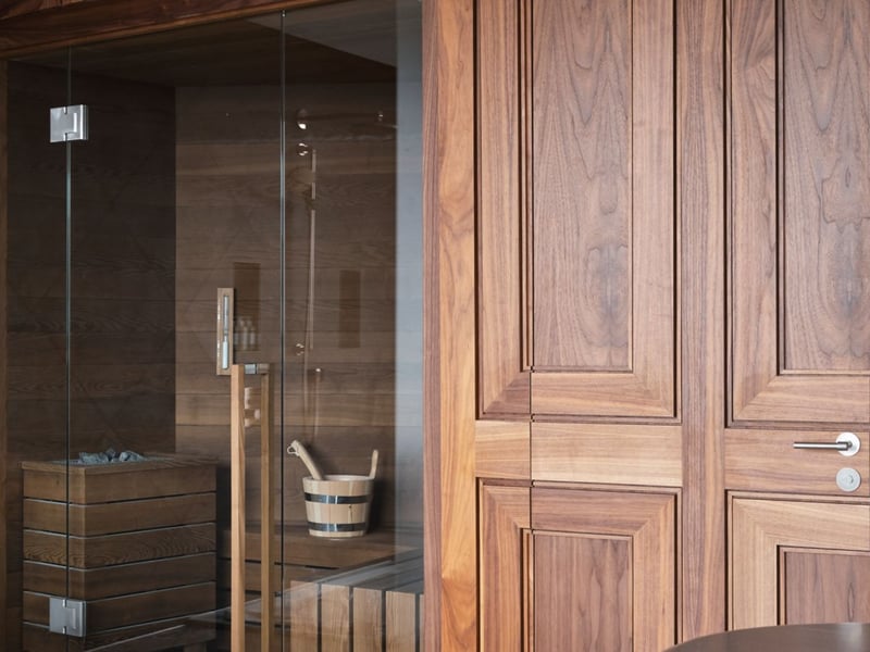 What a way to start the day. Your own private sauna in the room, there's an outdoor and indoor shower for afterwards. 