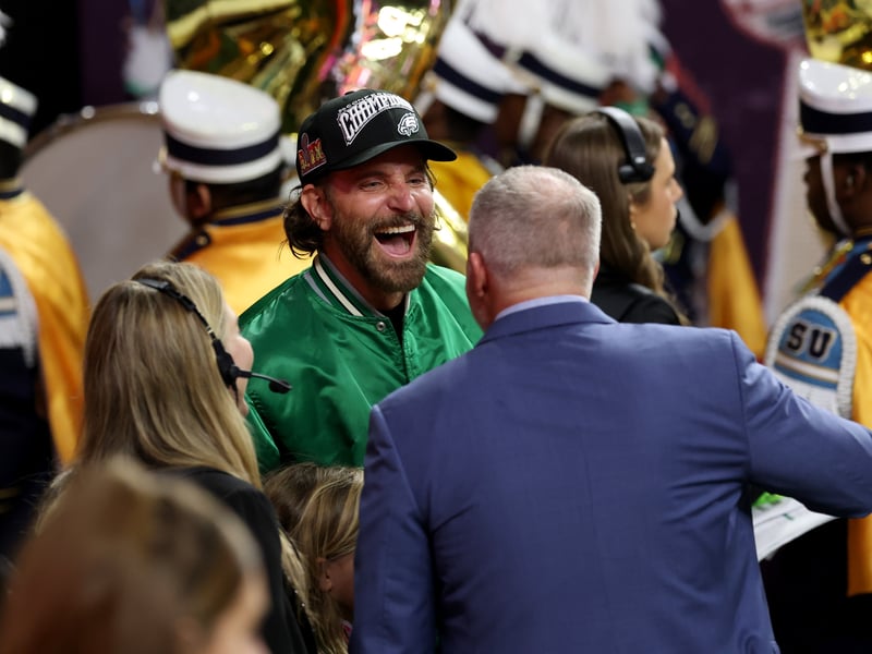 Hollywood actor Bradley Cooper was spotted at the Super Bowl in New Orleans.