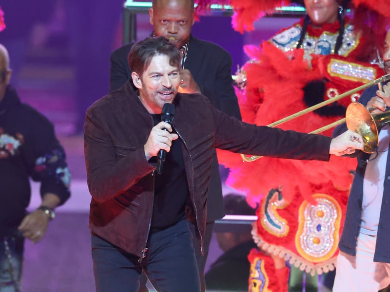 Harry Connick Jr.  performs onstage prior to Super Bowl