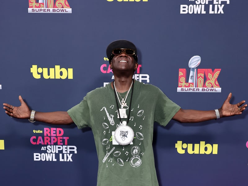 Flavor Flav attend the Tubi Red Carpet during the Super Bowl