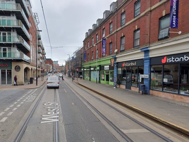 The joint third-highest number of reports of antisocial behaviour in Sheffield in December 2024 were made in connection with incidents that took place on or near West Street, Sheffield city centre, with 5