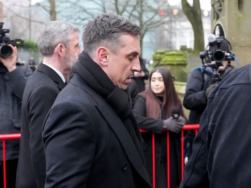 Former Manchester United footballer and TV pundit Gary Neville, who now co-owns Salford City, attended Denis Law's funeral.