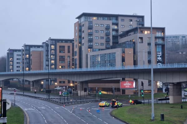 The empty Park Square Roundabout during the police siege on February 11, 2025. The roundabout is one of the busiest in Sheffield and its closure brought the city to a standstill for over two days.