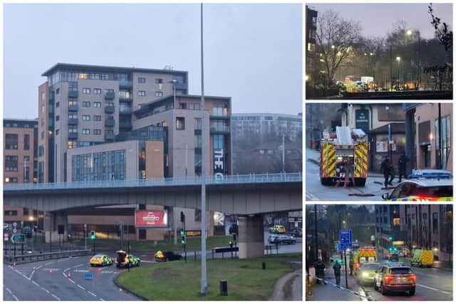 Scenes from the police siege of The Gateway flat block on Broad Street in Sheffield in February 2025, in which Yaqub Younis claimed he had 20kg of explosives and would “pop” the building.