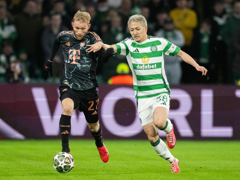 A poor pass early on almost allowed Bayern in on the break. Grew into the game as it wore on, and managed stretch his legs against Laimer a couple of times, and gave him something to think about. Grabbed a vital late goal that will give Celtic something to take to the Allianz Arena next week.