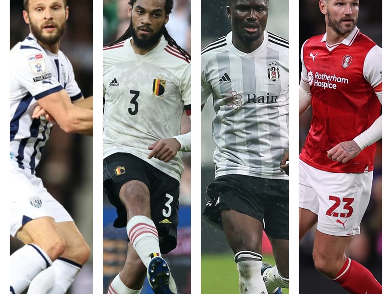 From left to right: Erik Pieters, Jason Denayer, Daniel Amartey and Sean Morrison are all central defenders available as free agents, after Conor Shaughnessy's Pompey injury set back.