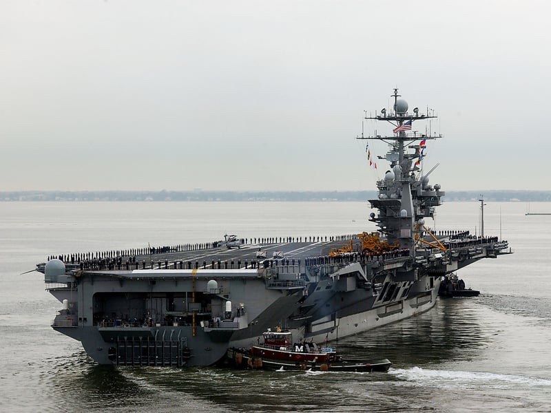 The US Navy currently has various Nimitz-class ships at its disposal, including the USS Harry S Truman (pictured). Each vessel weighs just over 100,000 tonnes when fully loaded and is 332.8m long.