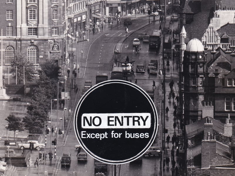 Plans were unveiled to ban vehicles from The Headrow, except buses.