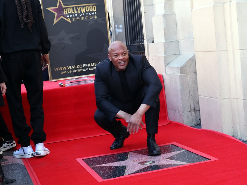 Honoree Dr. Dre poses during the Hollywood Walk of Fame Star Ceremony for Dr. Dre on March 19, 2024 in Hollywood, California.