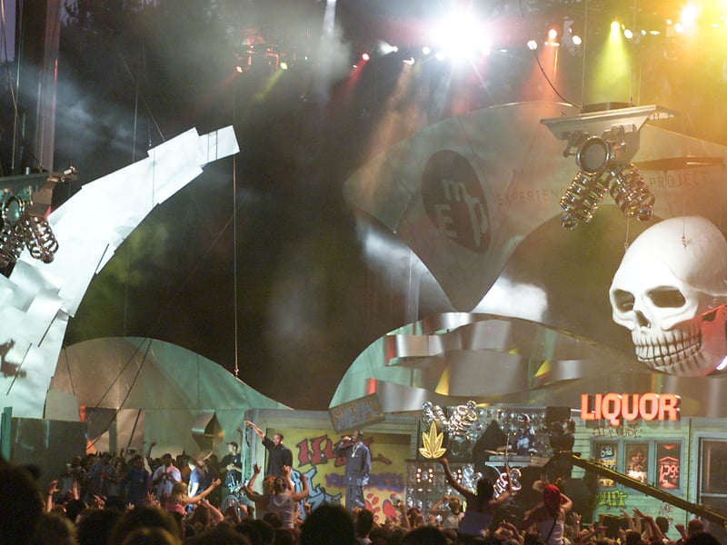 Dr. Dre and Snoop Dogg performed live at Memorial Stadium in Seattle, Wash to celebrate the opening of Experience Music Project, an interactive music museum opening June 23, 2000.