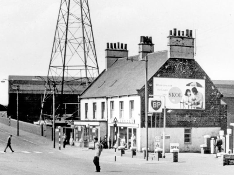 The old Red Lion Inn, on Sheffield Road, looking towards the East Hecla Works and Tinsley Bridge, in the 1960s, after it became home to S.H. Jackson Ltd, plumber, and Albert Harvey, motor engineer.