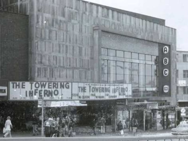 The ABC Cinema (latterly the Cannon Cinema), on Angel Street, Sheffield city centre, in 1975. The cinema opened in September 1975 and after becoming the Cannon 1-2 it closed in July 1988 and was later demolished.