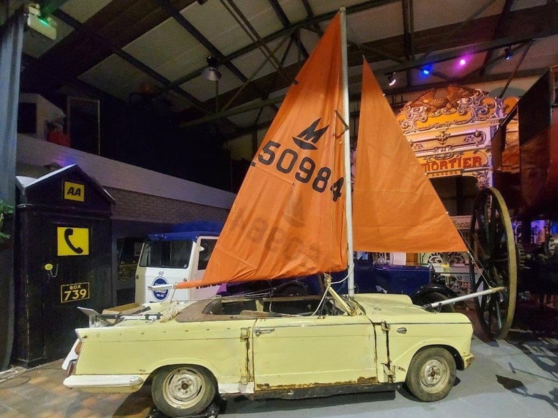James May's 1962 Triumph Herald 1200 Convertible Sail Boat which appeared in Top Gear's Amphibious Car Challenge. 