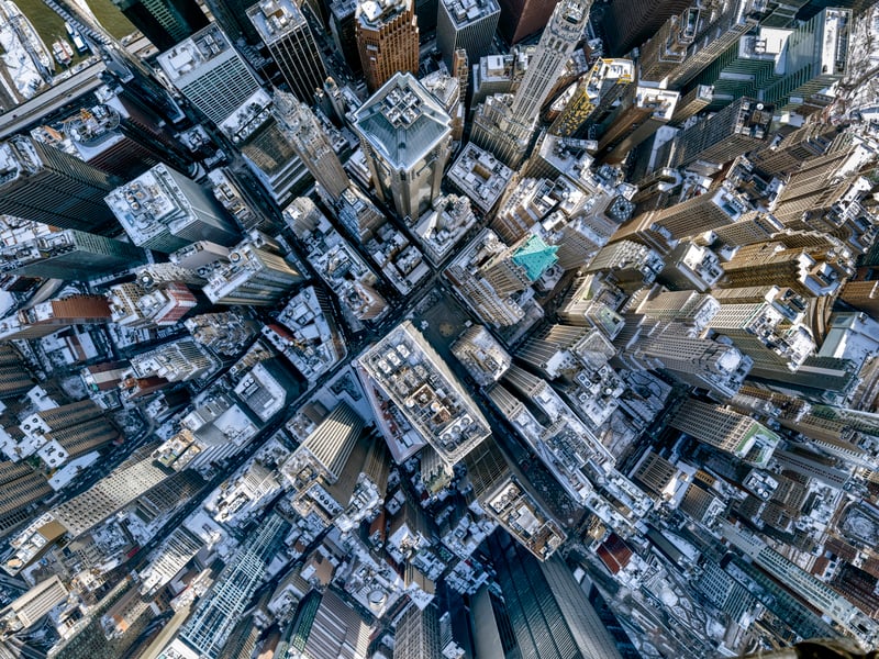 A high-flying photographer has captured New York covered in snow