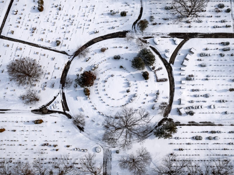 A high-flying photographer has captured New York covered in snow