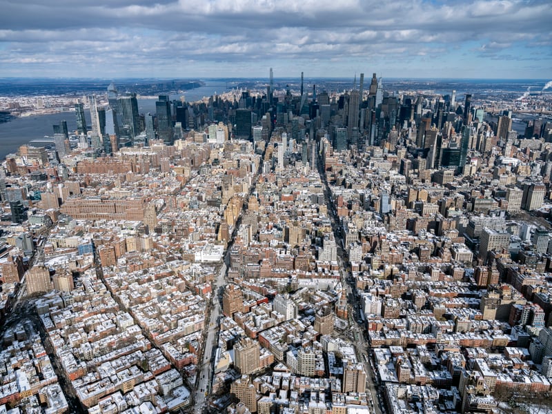 High-flying photographer has captured New York covered in snow