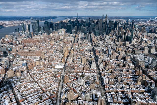 High-flying photographer has captured New York covered in snow