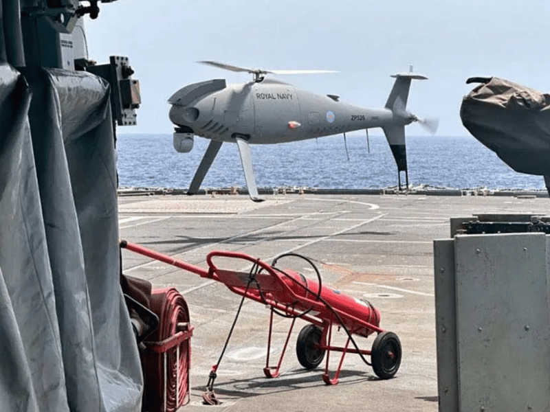 "Game-changing" mini helicopter drone Peregrine has been tested for the first time during narcotics operations conducted by HMS Lancaster off the coast of Bahrain.