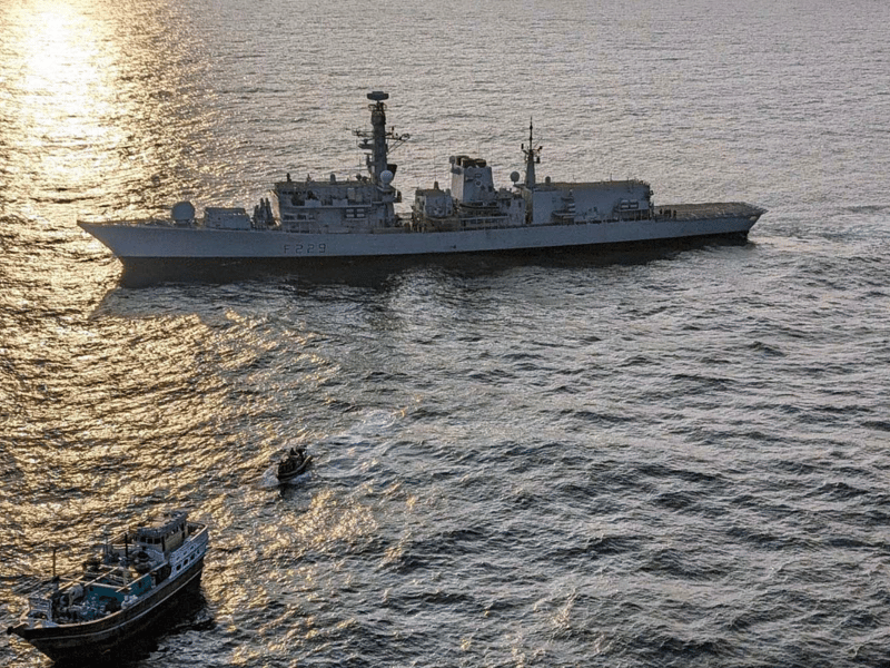 "Game-changing" mini helicopter drone Peregrine has been tested for the first time during narcotics operations conducted by HMS Lancaster off the coast of Bahrain.