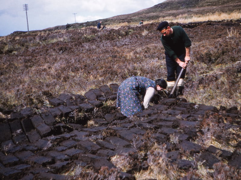 Cutting Peat near Edinbane, Isle of Skye, Scotland, c1960