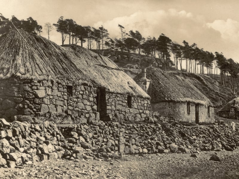 Crofter's cottages on the Isle of Skye, circa 1890.