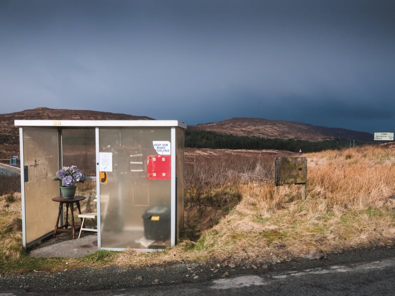 A welcome, cheery shelter from the elements was a welcome retreat during a long wait for a bus.