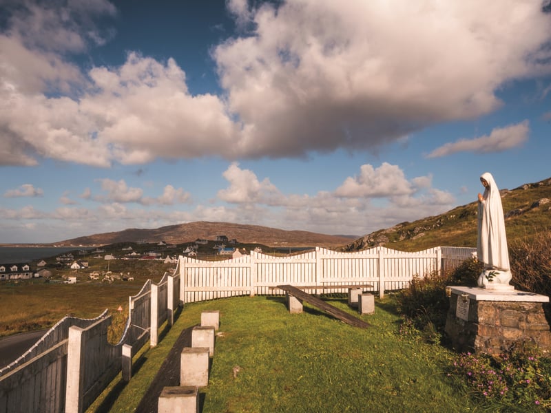 Catholicism is the main religion on the island of Eriskay and this shrine to Our Lady of Fatima, built on the site of the original Eriskay Church, also serves as an outdoor chapel.