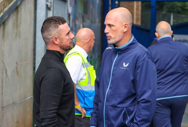 New Rangers interim manager Barry Ferguson speaks to former boss Philippe Clement in July last year before a friendly against Birmingham City. But who will be his permanent successor?