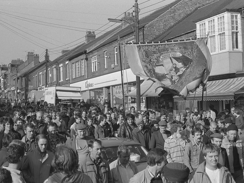 Easington miners were pictured during a demonstration in the middle of October 1984.