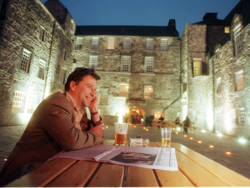 The beer garden at the Three Sisters bar in the Cowgate in 1999