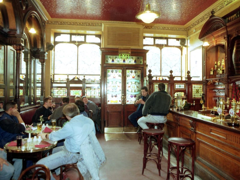 People having a lunch-time drink in Bennett's bar in Edinburgh, February 1992.