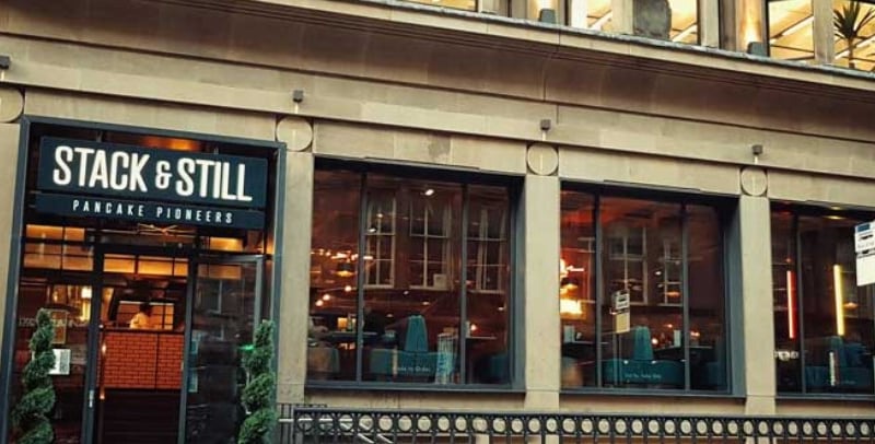 Stack & Still is Glasgow’s largest pancake house, located on George Street. The venue has received praise for its wide selection of pancakes to suit many different tastes and dietary requirements, including gluten-free, dairy-free options and more.