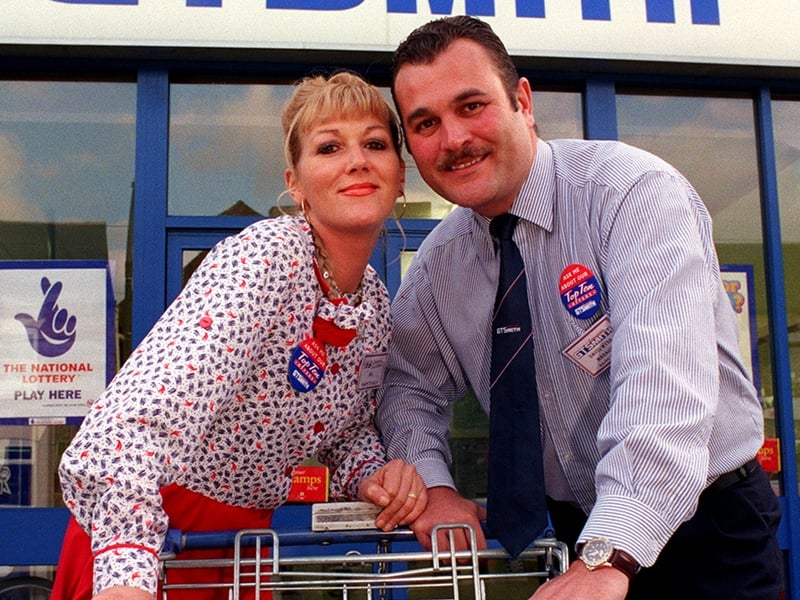 GTSmith supermarket manager Dave Wynn and his wife Melanie who were due to appear on TV's 'Family Fortunes' with the rest of the Wynn family. The couple are pictured in October 1997.