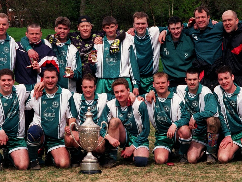 Kippax Welfare were celebrating after winning Leeds Sunday League's Raftery Cup Final. They are pictured in April 1998.