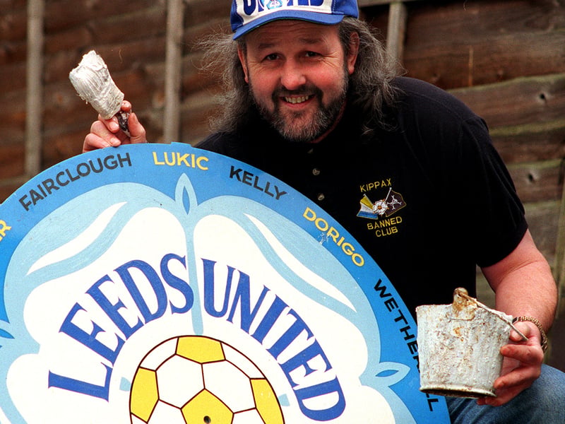 Painting the town white in November 1998 was Leeds United fan Gary Edwards. He was offering a discount for the removal of red paint.