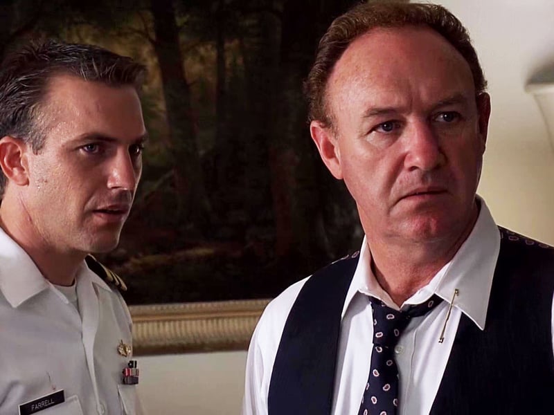 In 'No Way Out' Gene Hackman plays an American Defense Secretary whose former girlfriend is murdered while having a relationship with Kevin Costner's Navy Lieutenant. Costner's character is then tasked with investigating the case, despite being a suspect himself. The twisty thriller has a rating of 92 per cent.