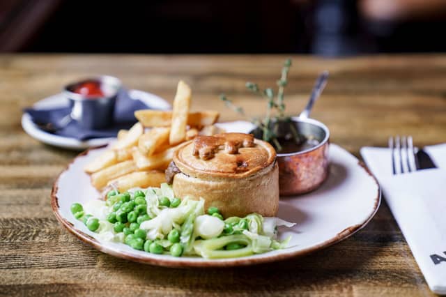 The Old Joint Stock Pub & Theatre is known for its excellent range of pies, with flavours that include smoked ham to spicy chickpea, tomato and aubergine.