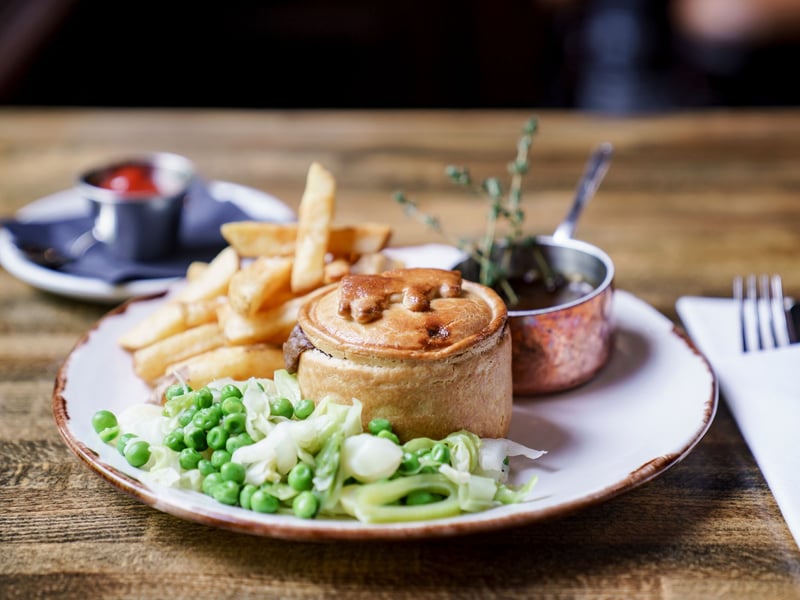 The Old Joint Stock Pub & Theatre is known for its excellent range of pies, with flavours that include smoked ham to spicy chickpea, tomato and aubergine.