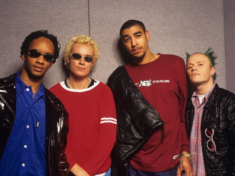 The Prodigy (Maxim, Liam Howlett, Leeroy Thornhill and Keith Flint), dance group, circa 1995. 