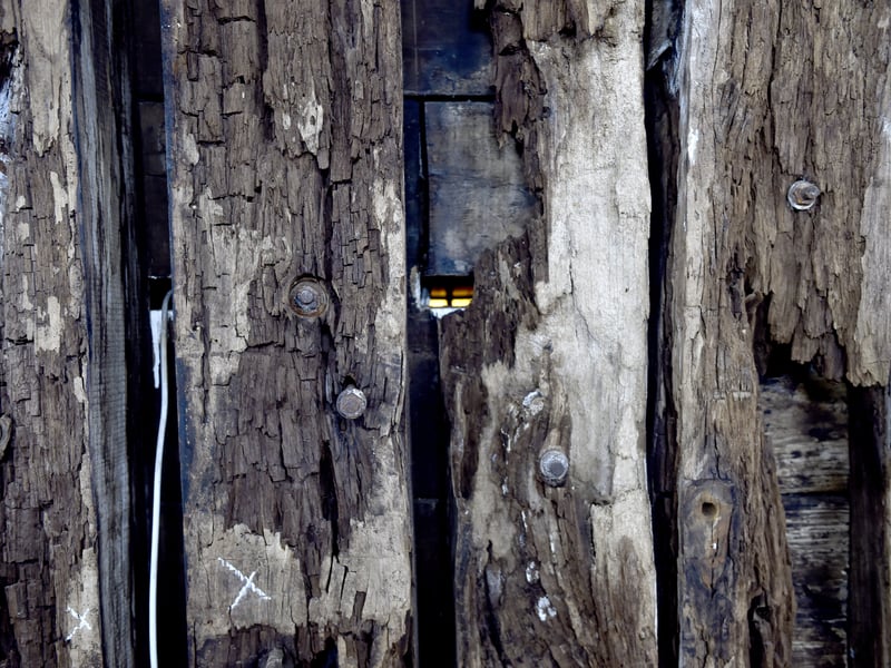 HMS Victory is being restored and a £45m project is currently underway to bring the former Royal Navy flagship back to her former glory. Lord Nelson's flagship is being regenerated with fresh timber and other additions.
Pictured is: Rotten futtocks which need to be replaced.