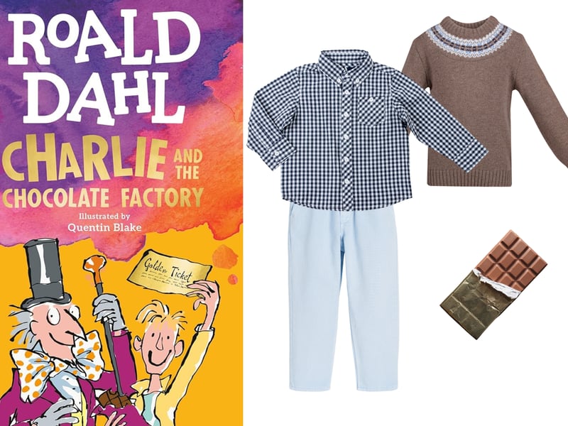 If you visit Penguin’s website, they have a handy guide to Charlie and the Chocolate Factory costumes which mostly use clothes your child should already have at home. For example, a jumper or checked shirt paired with jeans can make an easy last minute World Book Day costume for Charlie. In addition, there are printable templates for Willy Wonka’s Golden Tickets.