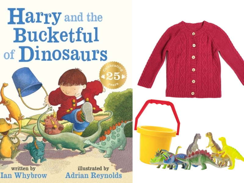 Another easy, last minute World Book Day costume for younger readers is Harry and the Bucketful of Dinosaurs. If your child is already a dino-lover, and you have a sand bucket lying around all you need to complete this outfit is regular clothes – like a red jumper.