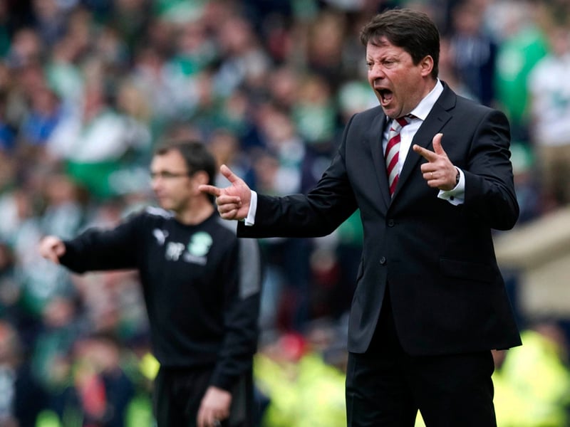 Hearts manager Paulo Sergio roars with delight after his side score.
