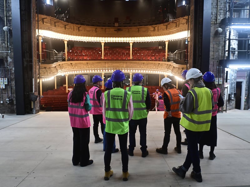 The stage has had extra wing space added on one side.