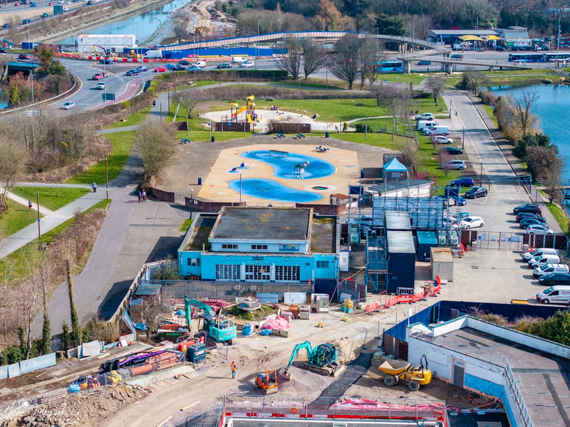 Marcin Jedrysiak has captured some astonishing drone footage of the multi-million pound work being completed at Hilsea Lido.