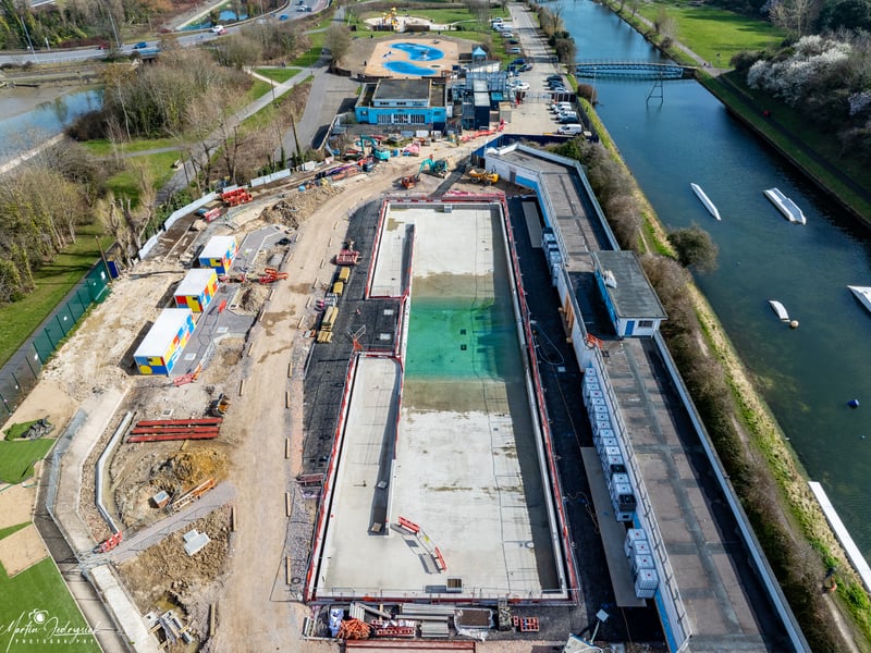 Marcin Jedrysiak has captured some astonishing drone footage of the multi-million pound work being completed at Hilsea Lido.